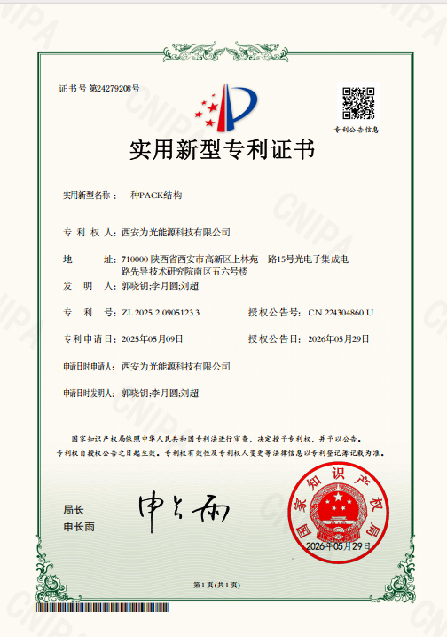 Utility Model Patent Certificate